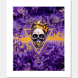 Purple and Gold Graffiti Skull King Posters and Art